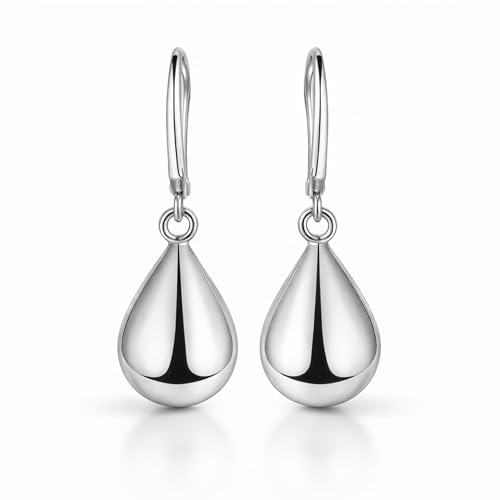 Reviews de Aretes de Gota , tabla con los diez mejores. 48 Oro de Luna Aretes de Gota para Mujer en Baño de Oro 18K – Aretes Plateados Mujer Elegantes, Joyería para Mujer y Regalo Ideal (Plateado)