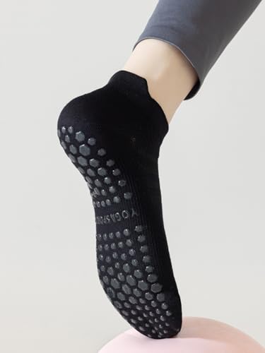 Image of Pilates Socks with Grips for Women - Non Slip Yoga Socks for Athletic Activities - 4 Pairs White Barre Socks