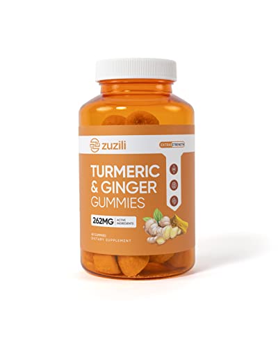 Zuzili Turmeric & Ginger Gummies 262Mg (1 Bottle, 60 Count) For Joint Support & Inflammation, Vegan, Non-Gmo, Gelatin-Free, Gluten-Free, With Pure Curcumin) Highest Absorption #TOP26
