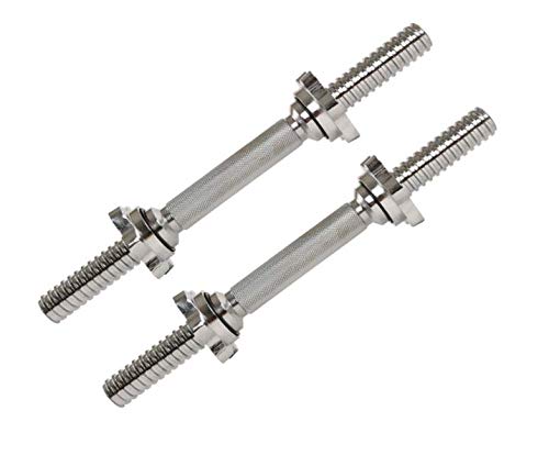 HASHTAG FITNESS Chrome Metal Star-Nut Dumbbell Bars 14 Inches
