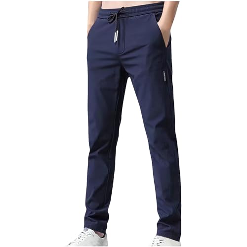 Men's Drawstring Silk Golf Pants Casual Summer Comfort Slim-Fit Athletic Trousers Fashion Classic Stretch Sweatpants