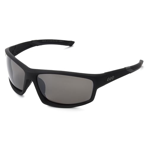 Foster Grant Men's All Terrain Cedric Wrap Sunglasses, Black, 67mm
