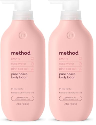 Image of Method Body Lotion, Pure Peace, Rose Water, Peonies + Pink Sea Salt notes, 24 Hours of Moisture, 14 oz,(Pack of 2)