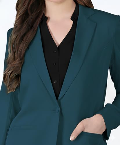Image of Women's Formal Pantsuit Set, Single Button Blazer with Trousers, Professional Business Attire