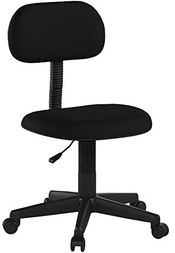 Hodedah Armless, Low-Back, Adjustable Height, Swiveling Task Chair with Padded Back and Seat in Black