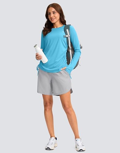 SANTINY Women's UPF50+ Rash Guard SPF Long Sleeve Swimsuits Top UV Sun Protection Swim Shirts for Woman