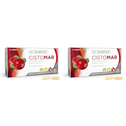 Cistomar Cápsulas de Arándano Rojo - Favorece el Bienestar del tracto Urinario - Con arándano rojo, fructooligosacáridos, Vitamina C, 30 cápsulas (Paquete de 2)