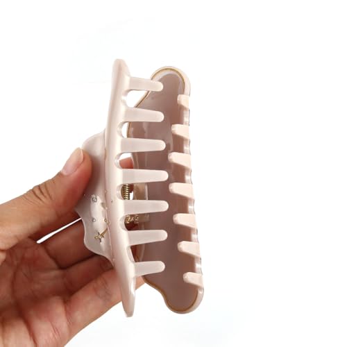 Cancer Constellation Hair Claw with Rhinestones, Beige Personalized Acetate Hair Clip for Women Gift 1 Piece