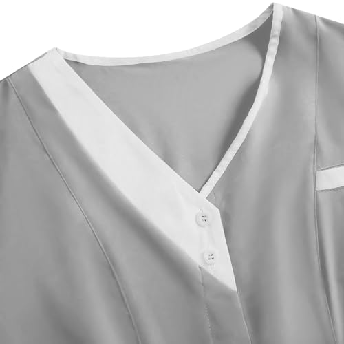 Image of 2026 Scrub for Cleaning Jobs Uniform, Multi Pockets Scrubs for Women Sets, V-Neck Top & Straight Leg Pants Scrubs Set