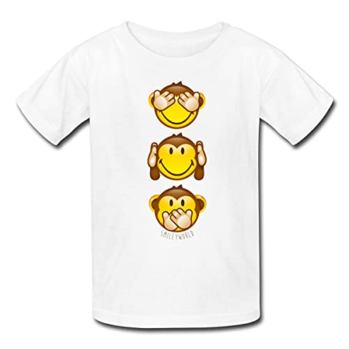 Spreadshirt SmileyWorld Three Mystic Apes Emojis Kids' T-Shirt, Large, White