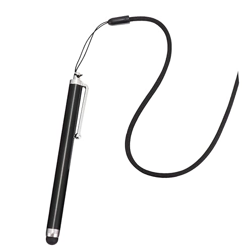 Uonlytech Stylet Capacitif pour Écran Tactile 9 Mm Épais, Lot De 5 Pièces, Métal Et Silicone, avec Cordon Anti-Perte, Noir, Compatible Smartphones Et...