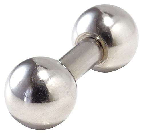 From da Phactory 14G 16G 18G 20G 軟骨ピアス ストレートバーベル ボディピアス サージカルステンレス シルバー おしゃれ かわいい (14G, シャフト4mm ボール4mm)