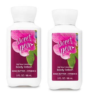 Bath and Body Works - Paquete de 2 lociones corporales de tamaño de viaje de 24 horas de humedad Sweet Pea, 3 onzas disponible en Yaxa Peru