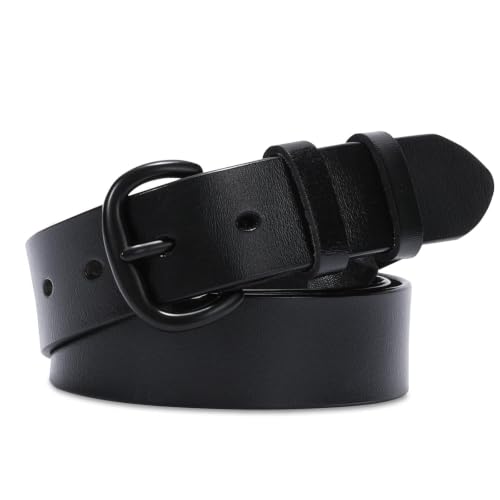 Image of WHIPPY Women Leather Belt for Jeans Pants Dresses Black Ladies Waist Belt with Pin Buckle