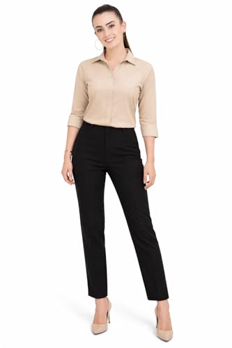 Image of Skyla Women's Cotton Rich Formal Shirt | 3 /4 Sleeve Office Wear | Regular Fit Business Casual Workwear