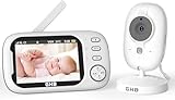 GHB Babyphone Kamera 3,5 Zoll Babyüberwachung Baby VOX 4X Zoom 8 Wiegenlieder ohne WiFi 2,4 GHz Temperaturüberwachung Nachtsicht 720P