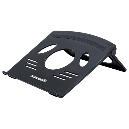 Image of SL-115 Foldable Laptop & Tablet Stand Multi-Size Compatible, Stable Base, Non-Slip Silicone Pads, Mini and Compact, ABS with Silicone Build (Black)