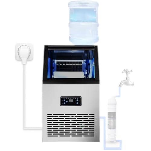 SHENGSHIYU Maquina de hielos domestica,60kg/24h,Capacidad de Almacenamiento 11.5kg,Conecte una Manguera de Agua o un balde,Ice Maker Machine para cafeterías,Bares,restaurantes,oficinas y hogares