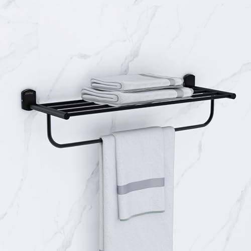 Image of Plantex 304 Grade Stainless Steel 24 inch Towel Rack /Towel Stand /Towel Bar /Towel Hanger for Bathroom /Bathroom Accessories - Parv (Black)