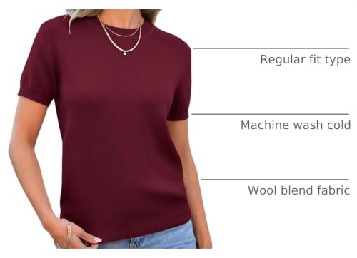 Image of ANRABESS Womens Short Sleeve Sweaters Wool Blend Crew Neck Sweater Shirts Business Casual Work Tops 2026 Summer Outfits
