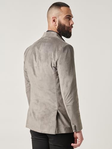 Image of MR BUTTON Grey Slim-Fit Single Breasted Broad Lapel Blazer