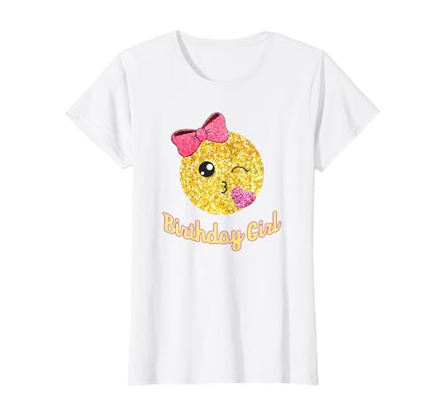 T-shirt de aniversário com design de emoticone, cara de coração rosa t-shirt, Branco, S