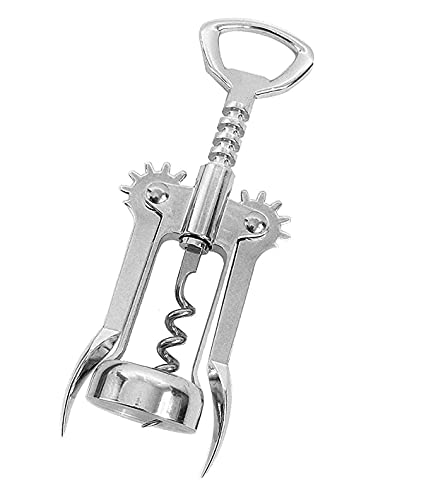 Lukzer 1PC Waiters Corkscrew Zinc Alloy Wine 2 in 1 Bottle Opener for Restaurants Bar Home Party Organizer Champagne Opening Tool Kitchen Item (Silver)