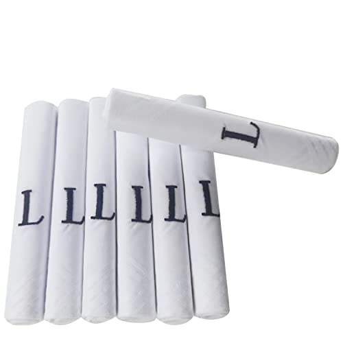 DUDU N GIRLIE Herren Taschentücher mit Satinumrandung und blauen bestickten Initialen, L, Einheitsgröße Cover