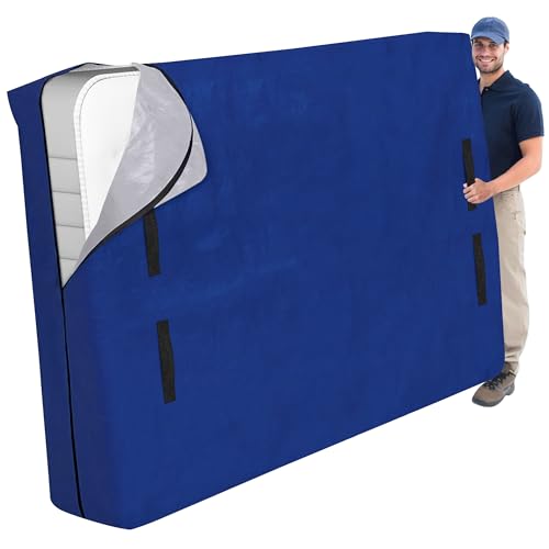 Cosy Family Mattress Bags for Moving with 8 Handles - 170GSM Extra-Thick Mattress Bag for Moving Supplies - Reusable Mattress Cover Protector Storage with Zipper Blue Twin XL