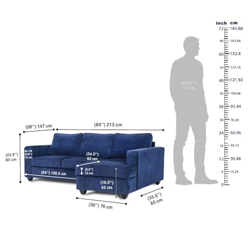 Image of Wakefit Malphino 2 Seater Sofa Set | 3 Year Warranty | Wooden, Napper - Cobalt Blue