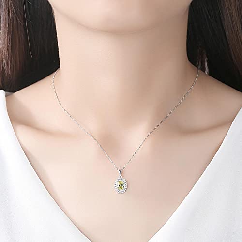 Pierre de naissance ovale jaune sur collier fleur de soleil 925 - 2