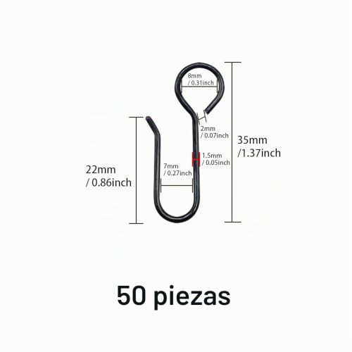 Miniatura 2 de Umchu 50 Ganchos De Cortina De Metal Negro Para Cortinas, Ganchos Plegables, Para La Mayoría De Las Cortinas Que Necesitan Ganchos De Cortina