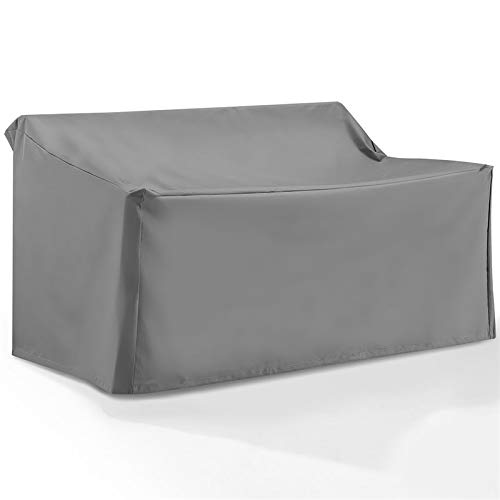 Pemberly Row Vinyl Polyester Fabric Patio Loveseat Cover in Gray