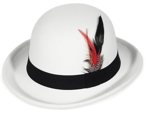 Chapeau melon vintage GEMVIE finitions plume en feutre haut de gamme