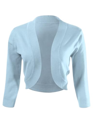 Image of Allsense Women's 3 /4 Sleeve Bolero Shrug for Dresses | Open Front Cropped Cardigan, Lightweight Knit Dress Cover Up
