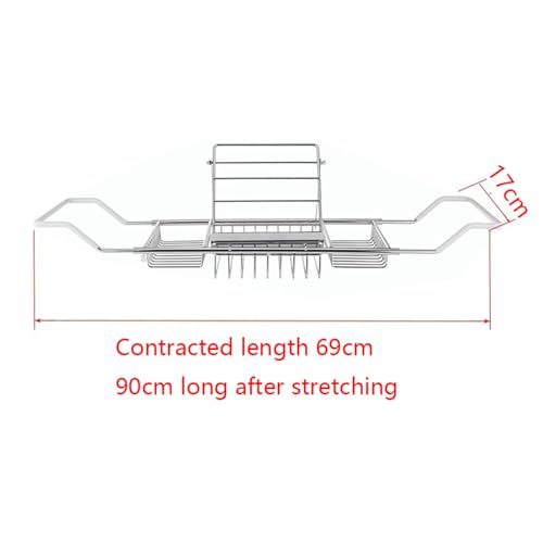 Plateau de bain extensible en inox argent avec support baignoire reglable - 3