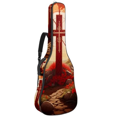 Sac pour guitare acoustique 109 cm rouge de Pâques housse universelle rembourrée