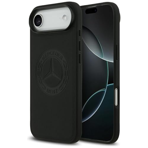 Coque Mercedes en cuir vintage pour iPhone 17 Air compatible MagSafe noir élégant