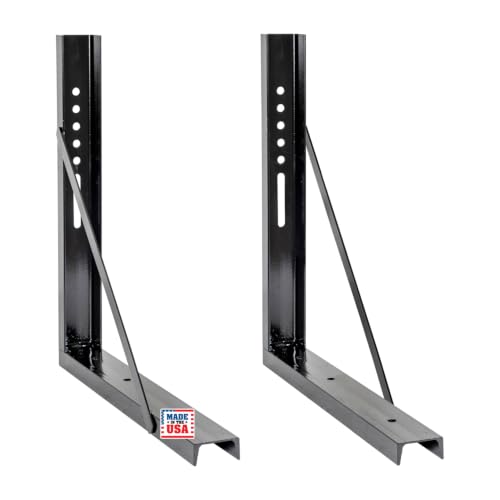 Image of Buyers Products 1701010 Heavy Duty Welded Structural Black Steel Mounting Brackets for Underbody Truck Tool Box, Set of 2, 18 inch x 24 inch, Corrosion Resistant, Universal Hole Pattern For Quick Mounting