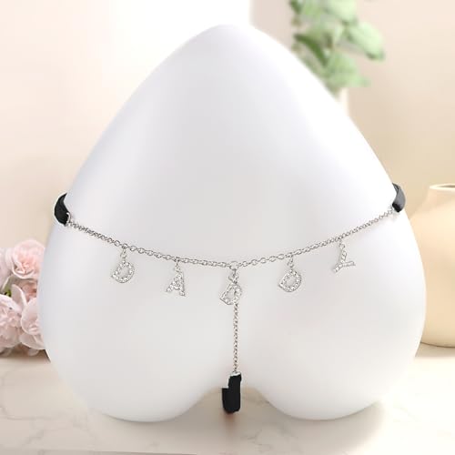 Image of Sexy Underwear for Women, Lace Thongs with Sparkling Letter Charms, Fun and Flirty Panties for Women Sexy