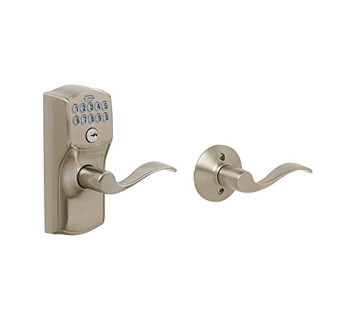 Schlage Electronic Keypad Lock, Lever Handle, Camelot Trim, Satin Nickel - image 3