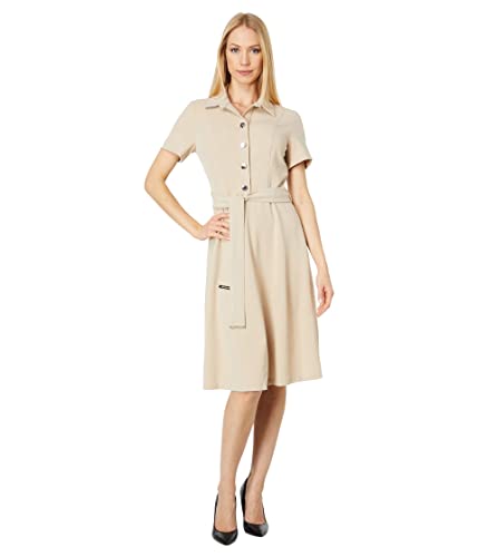 Image of Tommy Hilfiger Women's Scuba Midi Tie Waist Dress