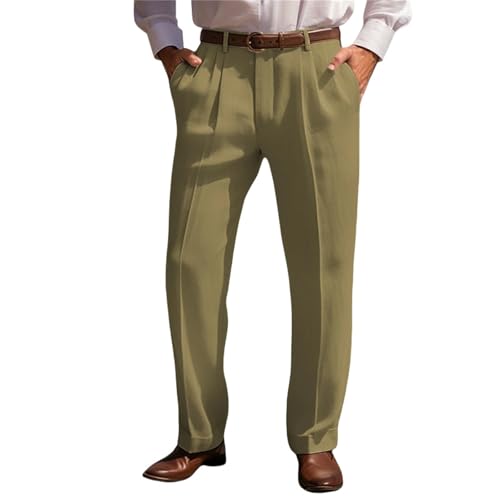 Mens Classic Fit Pants Pleat Front Straight Leg Regular Dress Pants Summer  Casual Big & Tall Solid Slacks Trousers Army Green at Amazon Men's Clothing  store
