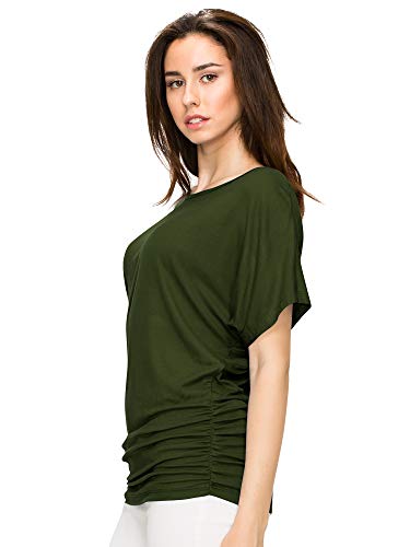 Made By Johnny MBJ WT817 Womens Dolman Drape Top with Side Shirring XXXL Olive