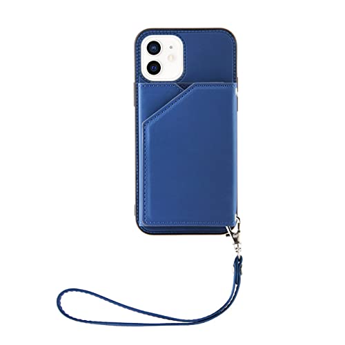Coque de téléphone avec porte-cartes HUILUN en TPU bleu antichoc pour iPhone 13 Pro Max