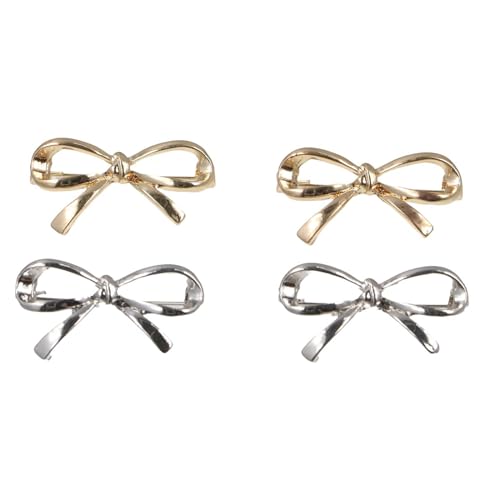 4Pcs Vintage Bowknot Brooch Pin, Hollow Alloy Brooch Bow Safety Brooch Bow Tie Lapel Pins Shawl Clips for Teeen Girls Dress Coat Scarf Sweater Fashion Jewelry Accessories