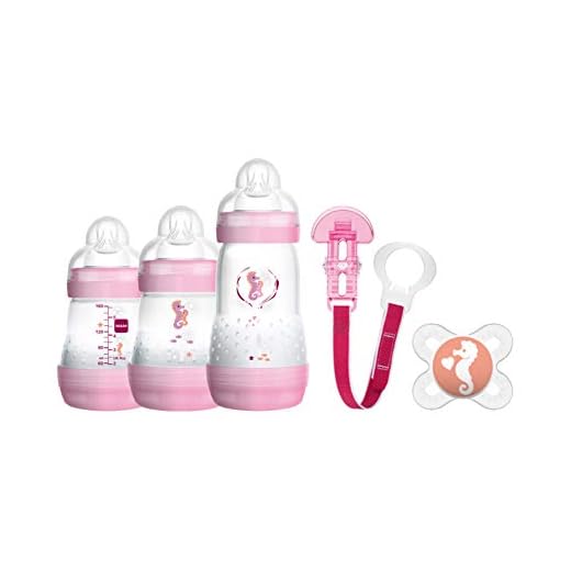 MAM Welcome to the World presentset, babyutrustning med 3 antikolikflaskor, nappar och nappband, presentset, från födseln, sjöhäst
