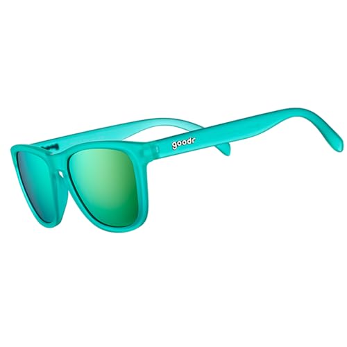 goodr Nessy's Midnight Orgy Polarized Sunglasses for Men & Women, Medium Sized (OG), Teal Translucent Frame with Green Gold Mirrored Reflective Lens, UV400 Protection, No Slip, No Bounce