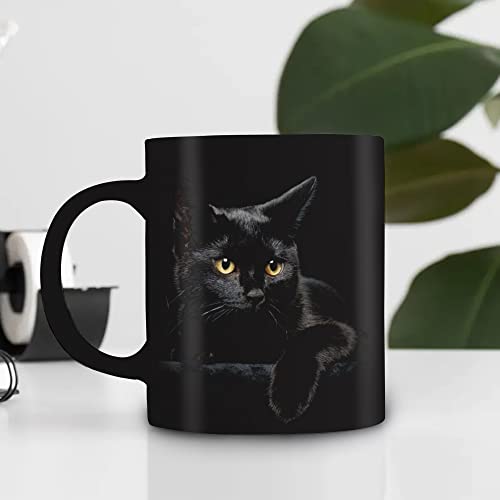 Black Cat Coffee Mug - Ceramic Funny Coffee Mug - Perfect Cat Lover Gift - Cute Cat Coffee Mugs Present - Great Birthday or Valentines Surprise (11oz)