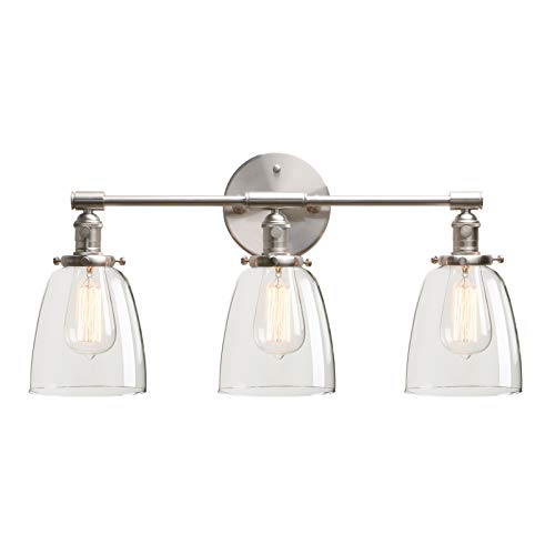 Exclusive Discount 80% Offer Permo Vintage Industrial Antique Three-Light Wall Sconces with Oval Cone Clear Glass Shade (Brushed)
